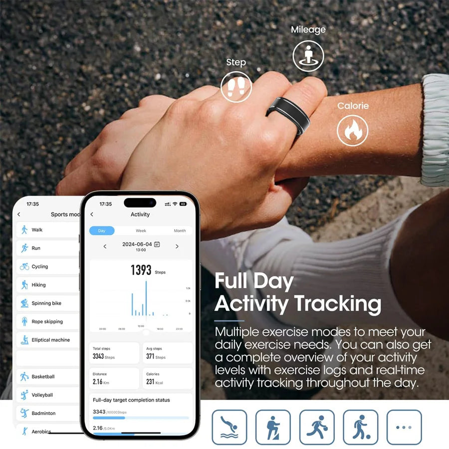 Fitness Tracker Ring for Men & Women
